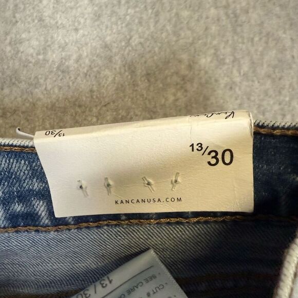 Brand New Kancan Juniors Size 13/30 90s Flared Leg Jeans Light Blue Acid Wash - Picture 4 of 13
